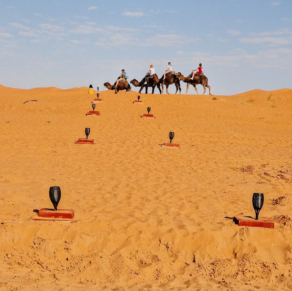 camel trekking in Erg Chebbi on 4 days desert tour from Fes